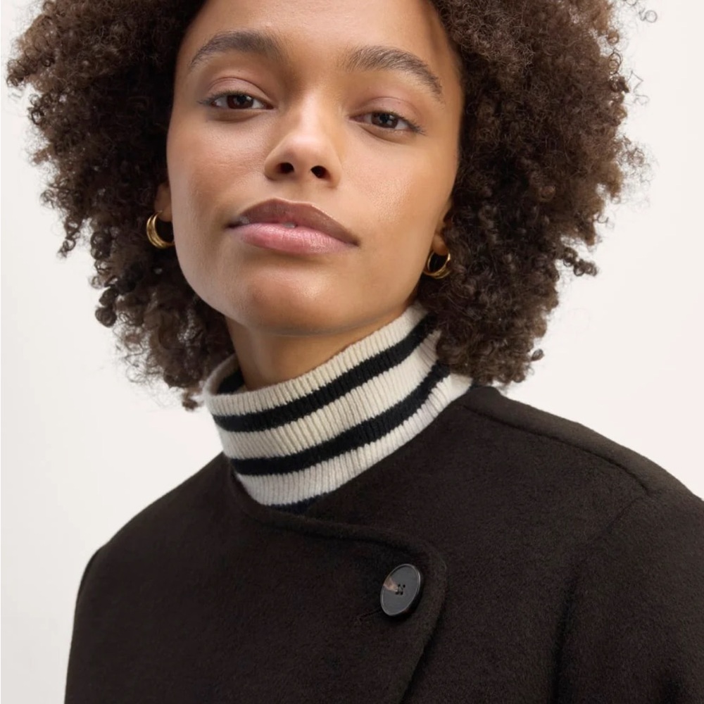 Everlane October Coat Black Asymmetric Button Jacket - Picture 6 of 6